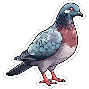Pigeon Sticker Weatherproof Souvenir Decal Vinyl Small Waterproof for Water Bottle Mug Passport Book Scrapbook Notebook Laptop Tumbler Skateboard Computer Phone Size 4" Funny Gift ID44990