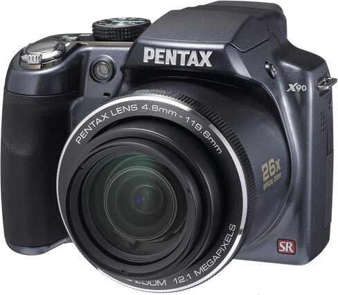كاميرا رقمية Pentax X90 بدقة 12.1 ميجابكسل مع تكبير/تصغير ثلاثي فائق التقريب 26x وشاشة LCD مقاس 2.7 بوصة (متجددة) in Saudi Arabia