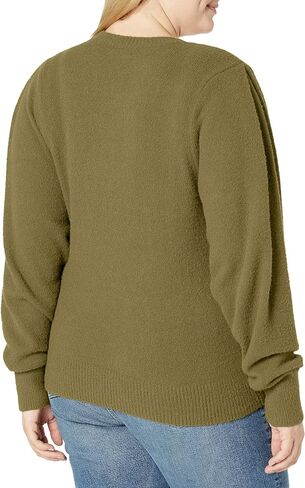 The Drop Women's Edith Pleated Shoulder V-neck Sweater in Saudi Arabia