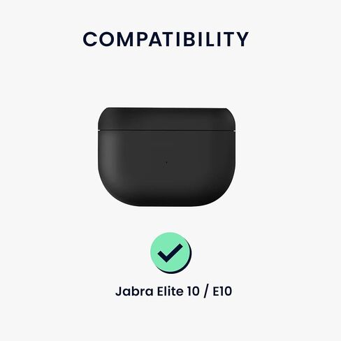 kwmobile Silicone Cover Compatible with Jabra Elite 10 / E10 - Case Cover Stick-On Skin with Clip - Dark Green in Saudi Arabia