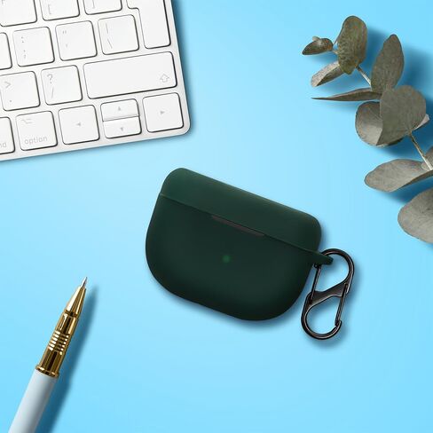 kwmobile Silicone Cover Compatible with Jabra Elite 10 / E10 - Case Cover Stick-On Skin with Clip - Dark Green in Saudi Arabia
