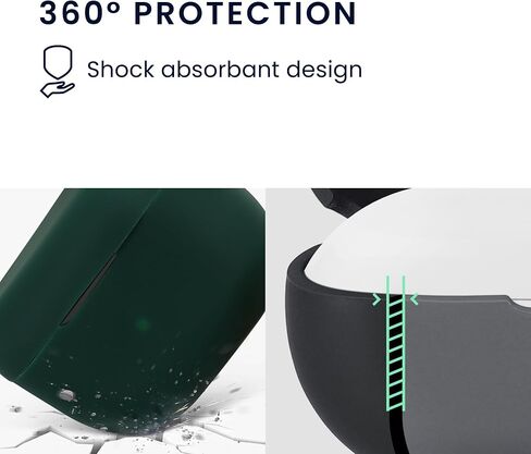 kwmobile Silicone Cover Compatible with Jabra Elite 10 / E10 - Case Cover Stick-On Skin with Clip - Dark Green in Saudi Arabia