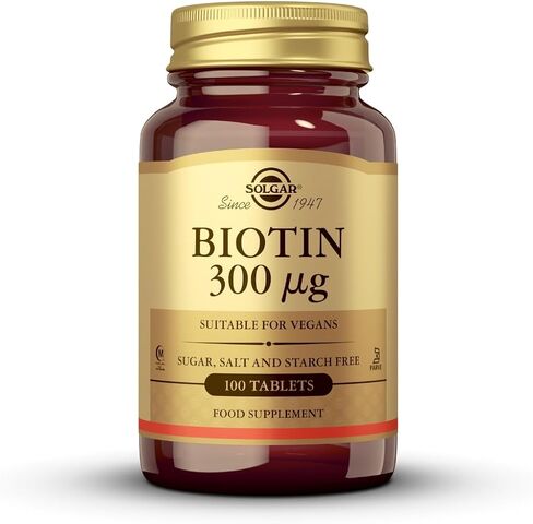 Solgar Biotin 300 mcg - 100 Tablets - Supports Healthy Skin, Nails & Hair - Non-GMO, Vegan, Gluten Free, Dairy Free, Kosher, Halal - 100 Servings in Saudi Arabia
