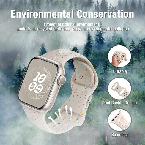 Sport Watch Bands with Charms Decor Compatible with Apple Watch Band 38mm 40mm 41mm 42mm 44mm 45mm 46mm 49mm Women Men, Breathable Silicone Strap for iWatch Series 10 9 8 7 6 5 4 3 2 1 SE Ultra in Saudi Arabia