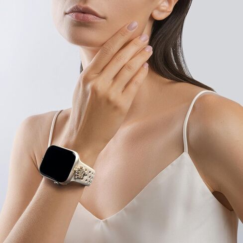 Sport Watch Bands with Charms Decor Compatible with Apple Watch Band 38mm 40mm 41mm 42mm 44mm 45mm 46mm 49mm Women Men, Breathable Silicone Strap for iWatch Series 10 9 8 7 6 5 4 3 2 1 SE Ultra in Saudi Arabia
