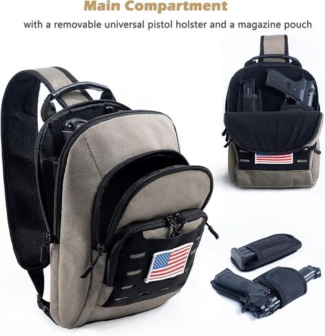 VIGERARI Tactical Sling Bag for Men, Concealed Carry Bag for Men, Women Gun Bag, Tactical Sling Backpack for Handguns in Saudi Arabia