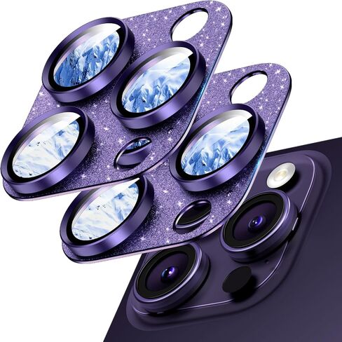2 Pack Camera Lens Protector for iPhone 15/iPhone 15 Plus/iPhone 14/iPhone 14 Plus, Aluminum Alloy Tempered Glass Camera Cover Screen, Anti-drop, Case Friendly- Black Titanium in Saudi Arabia