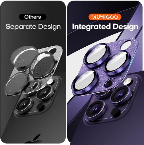 2 Pack Camera Lens Protector for iPhone 15/iPhone 15 Plus/iPhone 14/iPhone 14 Plus, Aluminum Alloy Tempered Glass Camera Cover Screen, Anti-drop, Case Friendly- Black Titanium in Saudi Arabia