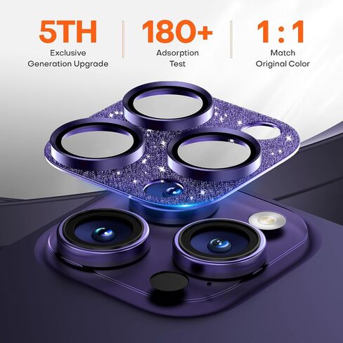 2 Pack Camera Lens Protector for iPhone 15/iPhone 15 Plus/iPhone 14/iPhone 14 Plus, Aluminum Alloy Tempered Glass Camera Cover Screen, Anti-drop, Case Friendly- Black Titanium in Saudi Arabia