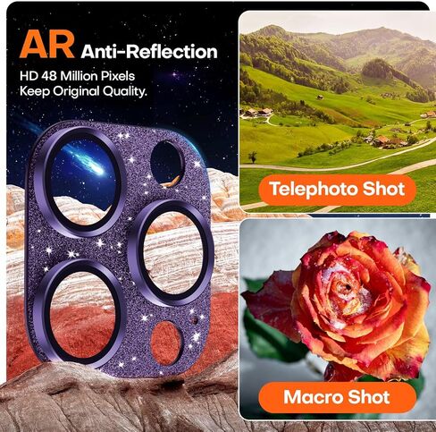 2 Pack Camera Lens Protector for iPhone 15/iPhone 15 Plus/iPhone 14/iPhone 14 Plus, Aluminum Alloy Tempered Glass Camera Cover Screen, Anti-drop, Case Friendly- Black Titanium in Saudi Arabia