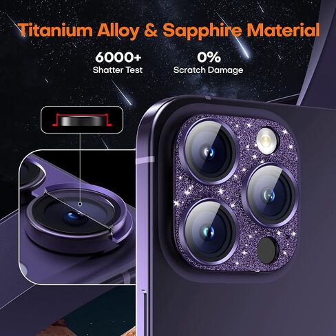 2 Pack Camera Lens Protector for iPhone 15/iPhone 15 Plus/iPhone 14/iPhone 14 Plus, Aluminum Alloy Tempered Glass Camera Cover Screen, Anti-drop, Case Friendly- Black Titanium in Saudi Arabia
