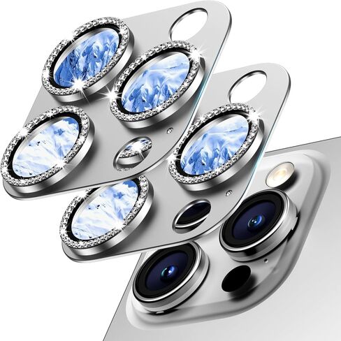 2 Pack Camera Lens Protector for iPhone 15/iPhone 15 Plus/iPhone 14/iPhone 14 Plus, Aluminum Alloy Tempered Glass Camera Cover Screen, Anti-drop, Case Friendly- Black Titanium in Saudi Arabia