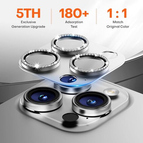 2 Pack Camera Lens Protector for iPhone 15/iPhone 15 Plus/iPhone 14/iPhone 14 Plus, Aluminum Alloy Tempered Glass Camera Cover Screen, Anti-drop, Case Friendly- Black Titanium in Saudi Arabia