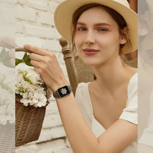 Handodo Italian Genuine Leather Band for Apple Watch Series 10 9 8 7 6 5 4 3 2 1 SE SE2 Ultra Ultra2,38mm 40mm 41mm 42mm 44mm 45mm 46mm 49mm, Super Slim Breathable Band for iWatch Replace Strap Women with Gold Buckle in Saudi Arabia