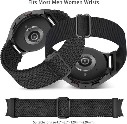 One Click No Gap Stretchy Nylon/Braided Bands Compatible with Samsung Galaxy Watch 7/6/5/4/FE 40mm 44mm/ Watch 5 Pro 45mm/ Watch 6/4 Classic 43mm 47mm 42mm 46mm,20mm Soft Nylon Sport Wristband(2 pack) in Saudi Arabia