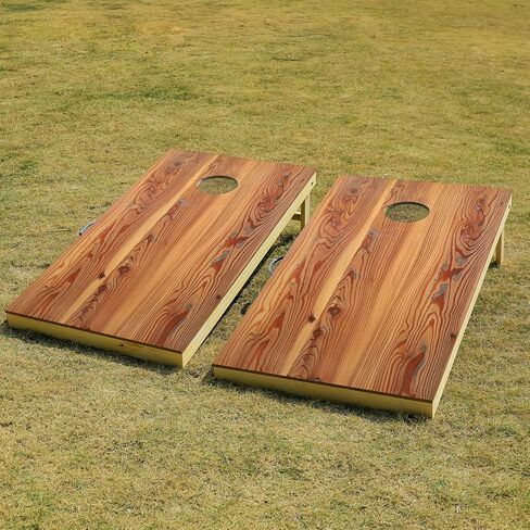 Solid Wood Regulation Size Cornhole Set, Portable Toss Game with 8 Bean Bags, Durable Wood Grain Printed Surface and Underneath for Indoor and Outdoor in Saudi Arabia