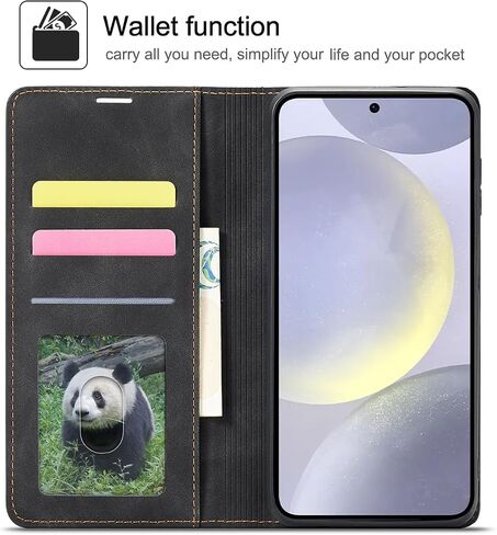 QLTYPRI for Samsung Galaxy S23 Plus Case, Premium PU Leather Cover TPU Bumper with Card Holder Kickstand Hidden Magnetic Adsorption Shockproof Flip Wallet Case for Samsung Galaxy S23 Plus - Black in Saudi Arabia