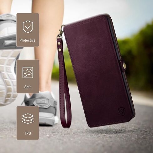 XcaseBar for Samsung Galaxy A13 5G Wallet case with 【RFID Blocking】 Credit Card Holder, Flip Folio Book PU Leather Phone case Shockproof Cover Women Men for SamsungA13 case Wine Red in Saudi Arabia