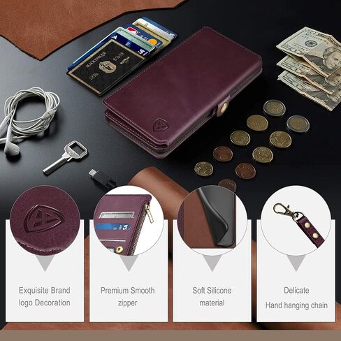 XcaseBar for Samsung Galaxy A13 5G Wallet case with 【RFID Blocking】 Credit Card Holder, Flip Folio Book PU Leather Phone case Shockproof Cover Women Men for SamsungA13 case Wine Red in Saudi Arabia
