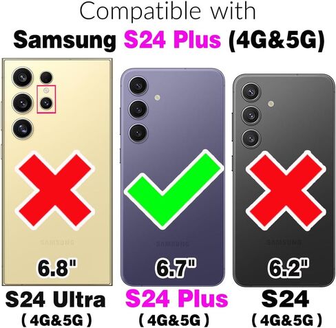 Asuwish Phone Case for Samsung Galaxy S24 Plus S24+ 5G Zipper Wallet Detachable Cover with Screen Protector and Flip Folio Mirror Card Holder Slot Protective S24plus 24S + S 24 24+ Women Men Black in Saudi Arabia