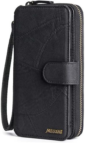 Asuwish Phone Case for Samsung Galaxy S24 Plus S24+ 5G Zipper Wallet Detachable Cover with Screen Protector and Flip Folio Mirror Card Holder Slot Protective S24plus 24S + S 24 24+ Women Men Black in Saudi Arabia