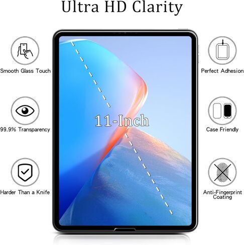 MAYtobe [واقي شاشة مكون من عبوتين مصمم لجهاز iPad Pro 11 بوصة (الجيل الرابع/الثالث/الثاني/الأول) من الزجاج المقسى، بدون فقاعات، مقاوم للخدش، سهل التركيب in Kuwait