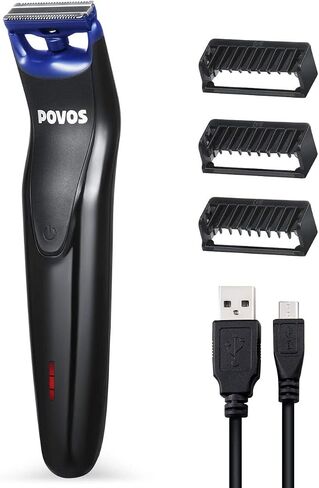 POVOS One-Blade Beard Trimmer, Bidirectional Electric Face&Body Hair Removal Shaver, Waterproof Stubble Detail Groomer Kit in Saudi Arabia