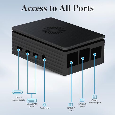 حافظة Raspberry Pi 4 مع مروحة، 4 قطع مبددات حرارة، مصدر طاقة USB-C، بطاقة 64 جيجابايت، حافظة Raspberry Pi 4B مع كابل HDMI، كابل Cat6 in Saudi Arabia