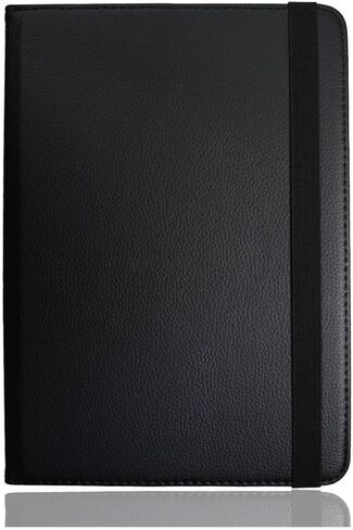حافظة تاب 2 10.1 gt-p5100 p5110 - حافظة قابلة للطي لهاتف سامسونج جالاكسي تاب 2 10.1 بشريط مطاطي من جلد البولي يوريثان (أسود) in Kuwait