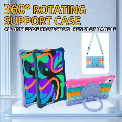 Silicone Case for Lenovo M11 11-inch Tablet with 360° Rotatable Stand for Multi-Angle Viewing for Lenovo M11 Tablet 2024 TB330FU/TB331FC (Colorful Pink) in Saudi Arabia