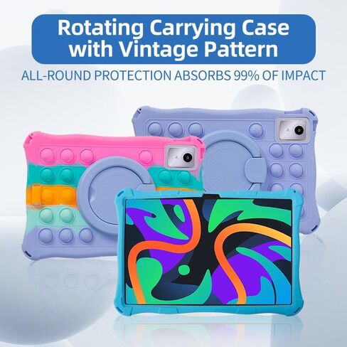 Silicone Case for Lenovo M11 11-inch Tablet with 360° Rotatable Stand for Multi-Angle Viewing for Lenovo M11 Tablet 2024 TB330FU/TB331FC (Colorful Pink) in Saudi Arabia