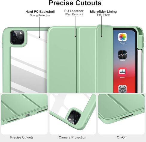 Dirrelo Compatible with iPad Pro 11 Inch Case 4th /3rd /2nd Generation(2022/2021/ 2020) with Pencil Holder, Shockproof Cover with Clear Back Shell for iPad Pro 11, Auto Sleep/Wake, Mint Green in Saudi Arabia
