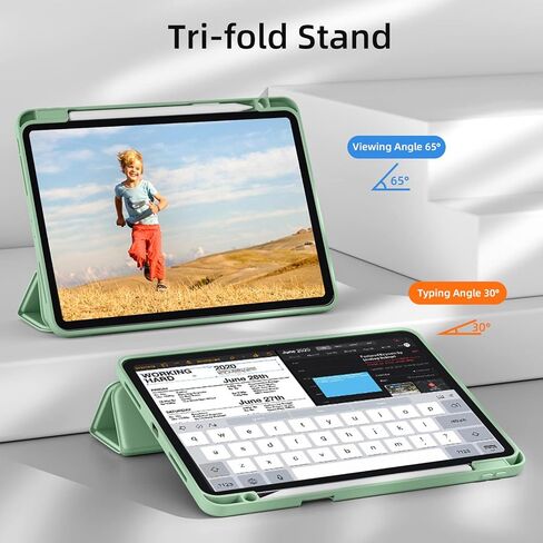 Dirrelo Compatible with iPad Pro 11 Inch Case 4th /3rd /2nd Generation(2022/2021/ 2020) with Pencil Holder, Shockproof Cover with Clear Back Shell for iPad Pro 11, Auto Sleep/Wake, Mint Green in Saudi Arabia