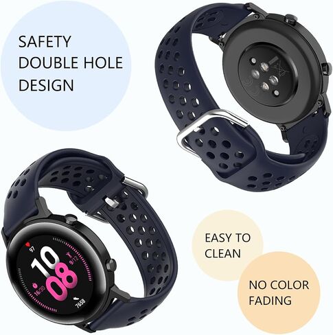 20mm Sport Bands Compatible with Samsung Galaxy Watch 4/Watch 5/Watch 6/Watch Active 2 40mm 44mm/Watch 5 Pro 45mm/Galaxy Watch 4 Classic 42mm 44mm/Watch 6 Classic 43mm 47mm, Soft Silicone Breathable Replacement Bands for Garmin Forerunner 55/158/245/645/A in Saudi Arabia