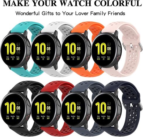 20mm Sport Bands Compatible with Samsung Galaxy Watch 4/Watch 5/Watch 6/Watch Active 2 40mm 44mm/Watch 5 Pro 45mm/Galaxy Watch 4 Classic 42mm 44mm/Watch 6 Classic 43mm 47mm, Soft Silicone Breathable Replacement Bands for Garmin Forerunner 55/158/245/645/A in Saudi Arabia