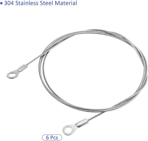 1.5mmx10cm Lanyard Security Cable Ropes 6pcs, Apply to Outdoors (304 Stainless Steel, Silver) in Kuwait