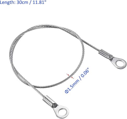 1.5mmx10cm Lanyard Security Cable Ropes 6pcs, Apply to Outdoors (304 Stainless Steel, Silver) in Kuwait