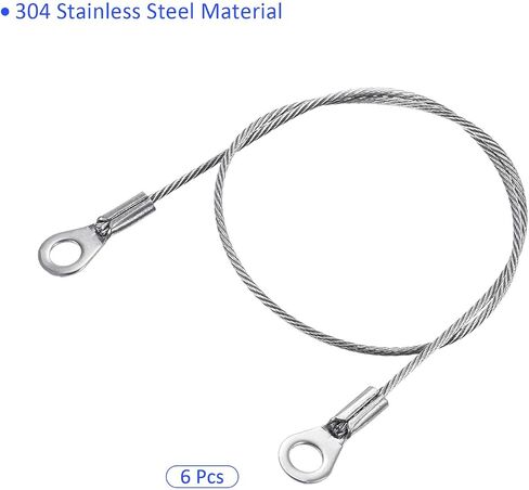 1.5mmx10cm Lanyard Security Cable Ropes 6pcs, Apply to Outdoors (304 Stainless Steel, Silver) in Kuwait