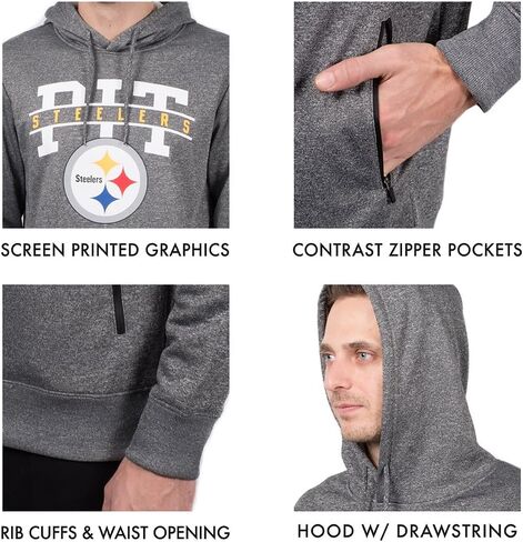 Ultra Game NFL Men's Soft Fleece Hoodie Pullover Sweatshirt With Zipper Pockets in Kuwait