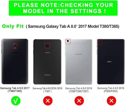 BRAECN لجهاز Galaxy Tab A 8.0 2017 حافظة حماية متينة لكامل الجسم مع حزام يد قابل للدوران 360 درجة / حزام كتف لتابلت 8.0 بوصة (جديد) إصدار T380/T385 2017 للأطفال العاملين في الهواء الطلق (أسود) in Kuwait