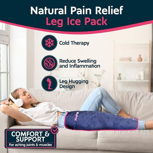 Magic Gel Ice Pack for Knee - Reusable Cold Wrap for Injuries - Soft Flexible Cooling for Icing Knees, Elbow, Calf, Wrist - Adjustable Wraparound Straps in Saudi Arabia