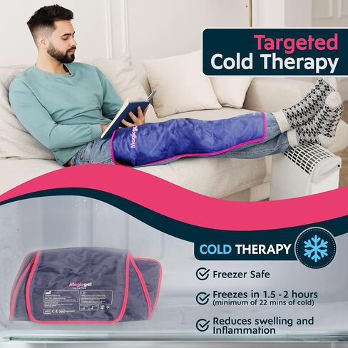 Magic Gel Ice Pack for Knee - Reusable Cold Wrap for Injuries - Soft Flexible Cooling for Icing Knees, Elbow, Calf, Wrist - Adjustable Wraparound Straps in Saudi Arabia
