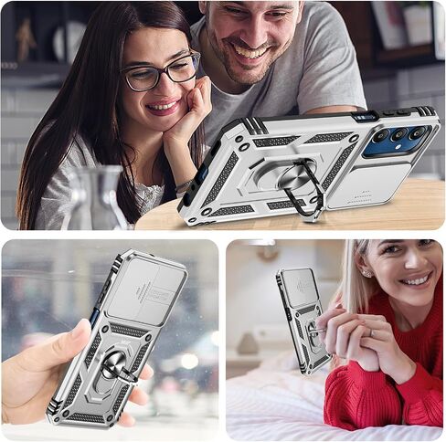 حافظة هاتف LeYi لهاتف Samsung Galaxy-A25-5G: مع واقي شاشة زجاجي وواقي عدسة الكاميرا، غطاء حماية خلوي Android بطبقة مزدوجة شديدة التحمل مع حامل حلقي مغناطيسي Samsung A25 5G، أسود in Saudi Arabia