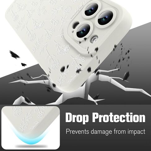 حافظة OOK لهاتف iPhone 16 Pro، تصميم زهور لطيفة للفتيات والنساء، غطاء حماية لعدسة الكاميرا من مادة TPU الناعمة لهاتف iPhone 16 Pro 6.7 بوصة أبيض in Kuwait