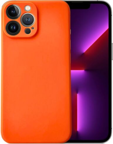 متوافق مع هاتف iPhone 13 Pro Max غطاء خلفي أساسي من جل السيليكون السائل الناعم للهاتف الخلوي (برتقالي) in Saudi Arabia