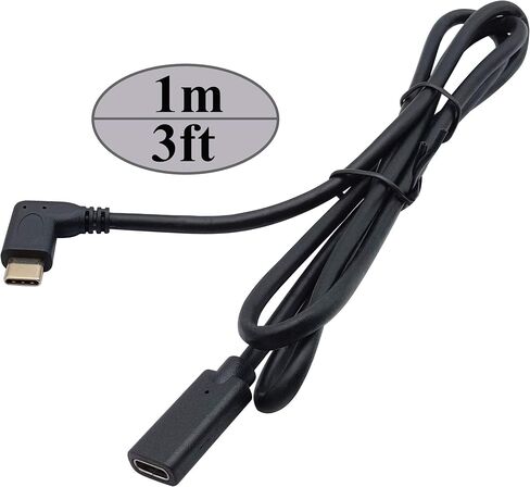 كابل تمديد USB 3.1 نوع C ذكر إلى ذكر Gen 2 (10 جيجابت في الثانية) 90 درجة، يدعم الشحن والبيانات والصوت وكابل الفيديو لجهاز MacBook Pro 2017 الجديد، محور USB-C، أجهزة النوع C، أجهزة الكمبيوتر المحمولة (20 سم - M/M) ) in Saudi Arabia