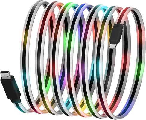 USB C Cable Light up Type C Charger Fast Charging, USB C Charger Cable with 17 Light Switching Modes for iPhone 15/15 Pro Max Samsung Galaxy S10 S10+ / Ultra S22 S21 S20 A13 Note 20 (10FT) in Saudi Arabia