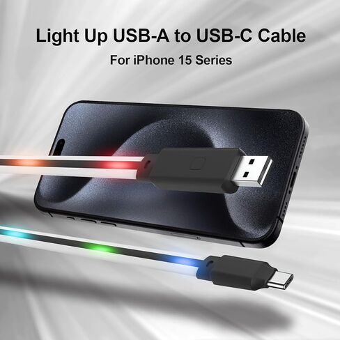 USB C Cable Light up Type C Charger Fast Charging, USB C Charger Cable with 17 Light Switching Modes for iPhone 15/15 Pro Max Samsung Galaxy S10 S10+ / Ultra S22 S21 S20 A13 Note 20 (10FT) in Saudi Arabia