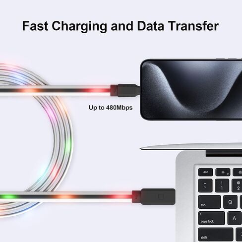 USB C Cable Light up Type C Charger Fast Charging, USB C Charger Cable with 17 Light Switching Modes for iPhone 15/15 Pro Max Samsung Galaxy S10 S10+ / Ultra S22 S21 S20 A13 Note 20 (10FT) in Saudi Arabia