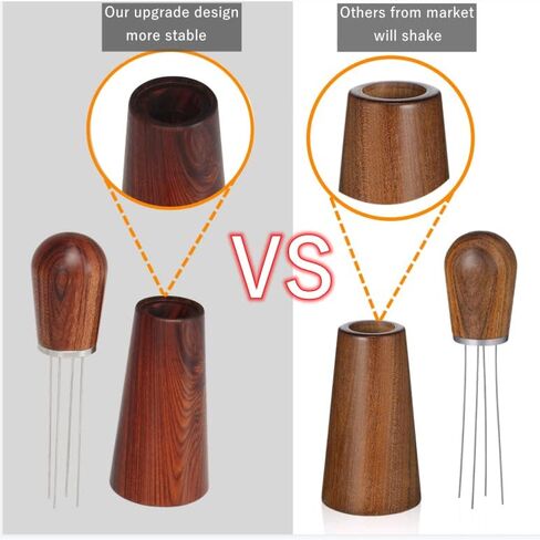 أداة توزيع WDT لتقليب قهوة الإسبريسو، تحريك مسحوق القهوة، موزع نوع إبرة من الفولاذ المقاوم للصدأ 304، مقبض خشبي وحامل، أداة توزيع يدوية باريستا (لون خشب الورد) in Saudi Arabia